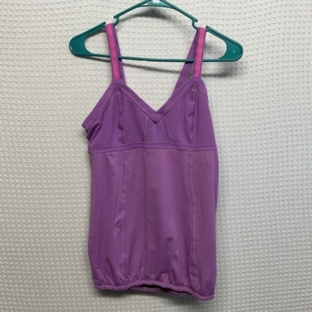 Lululemon Light It Up Purple Yoga Active Gym Built Bra Scuba Tank Top Women 10